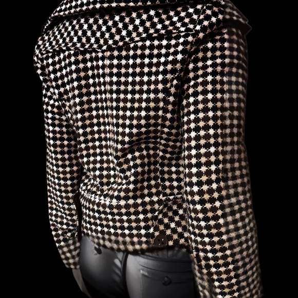 Paris Hilton Women's Houndstooth Jacket Medium Black Double-Breasted - Picture 5 of 15